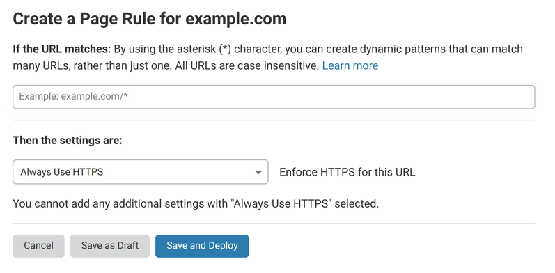 Enforce HTTPS in Cloudflare