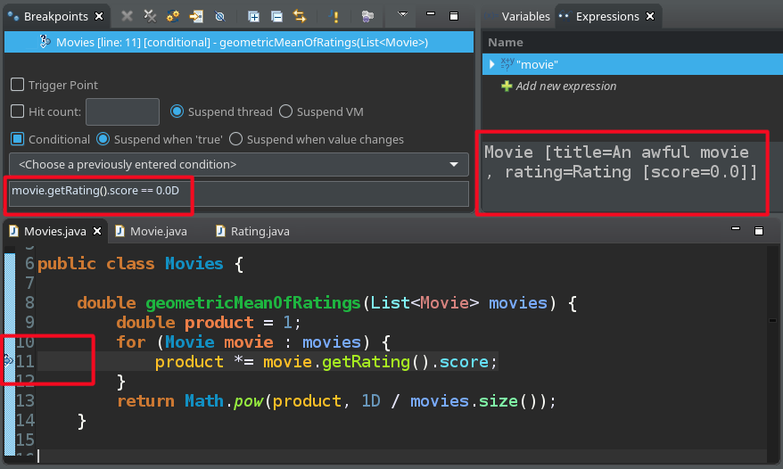 Conditional breakpoint