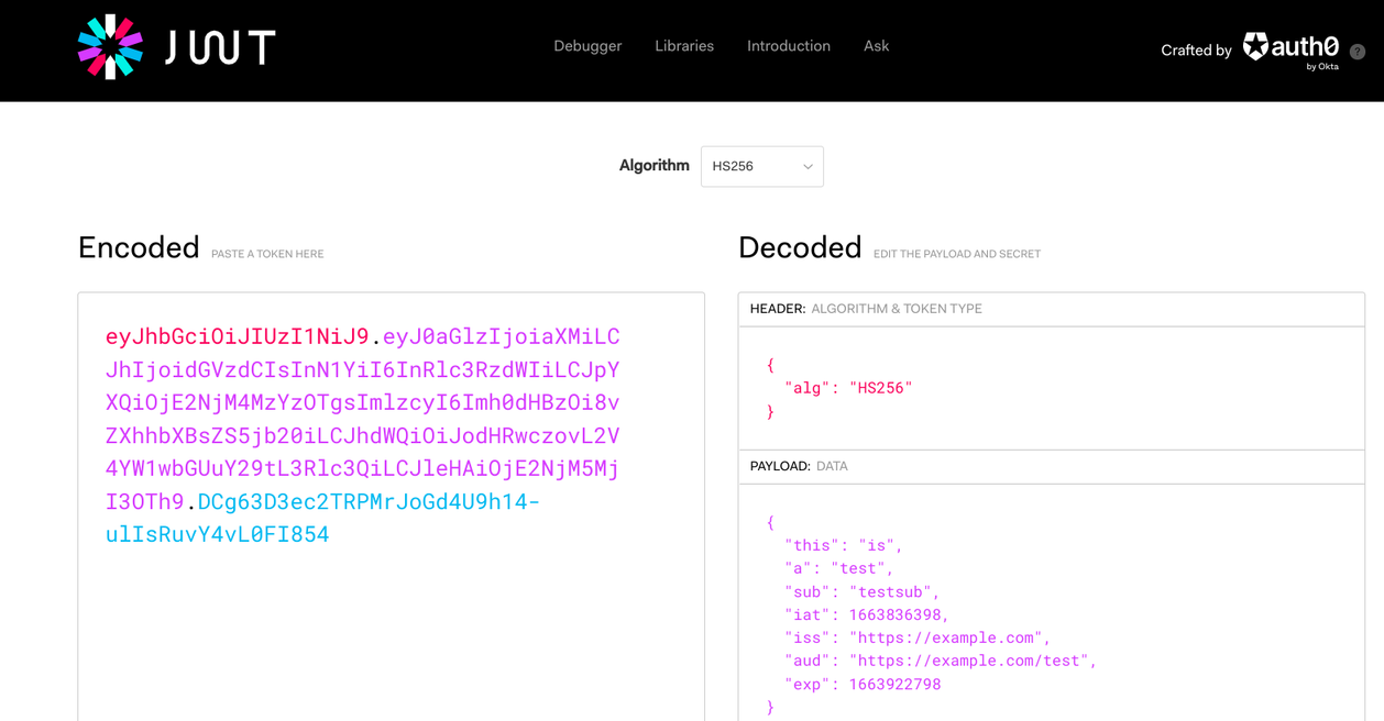 jwt.io online JWT debugger