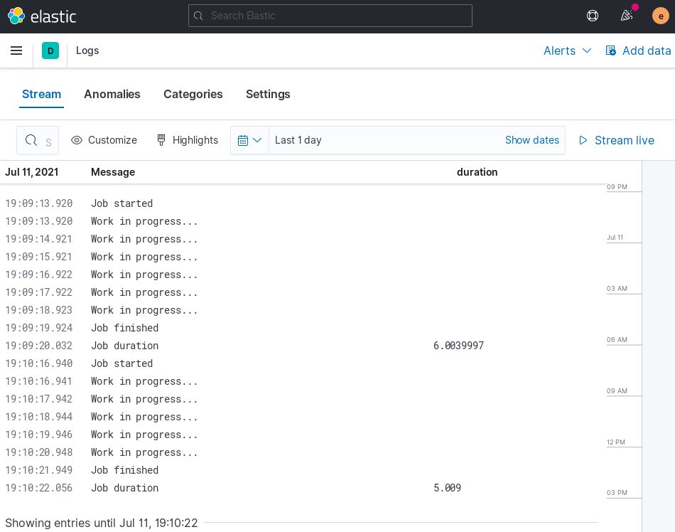 Aggregated log entries