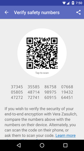 Safety number in the Signal app