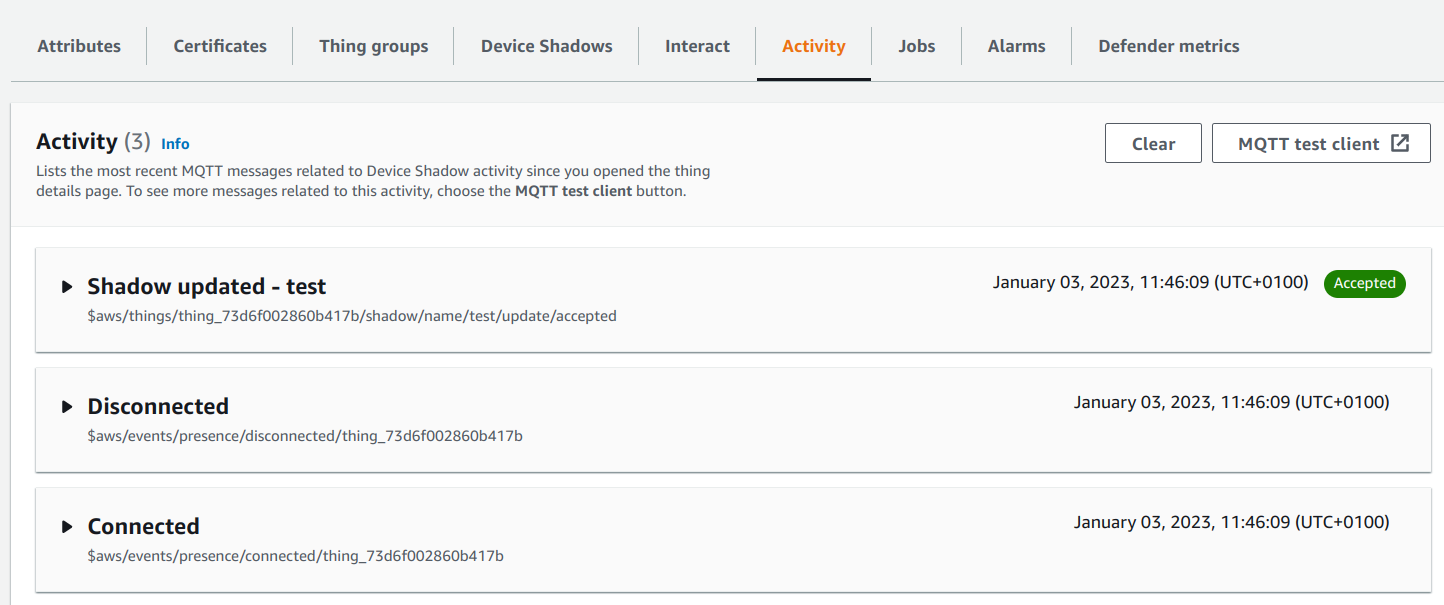 How to detect device connection and disconnection in aws iot core