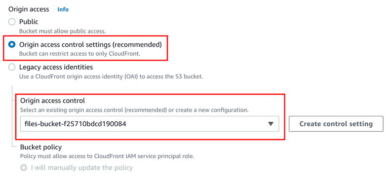 Configuring the OAC for an origin