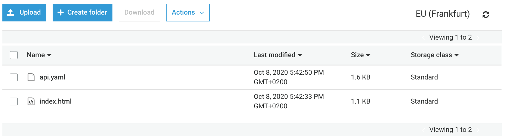 Bucket list with index.html and api.yaml