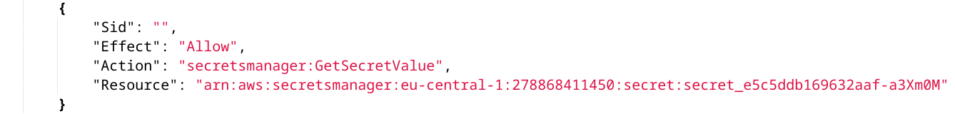 Read access IAM policy to the secret