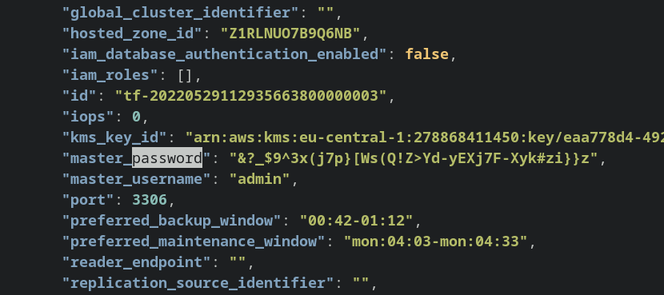 Terraform state with the master password