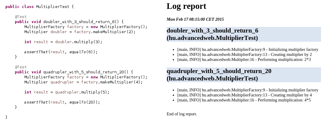 Simple log report