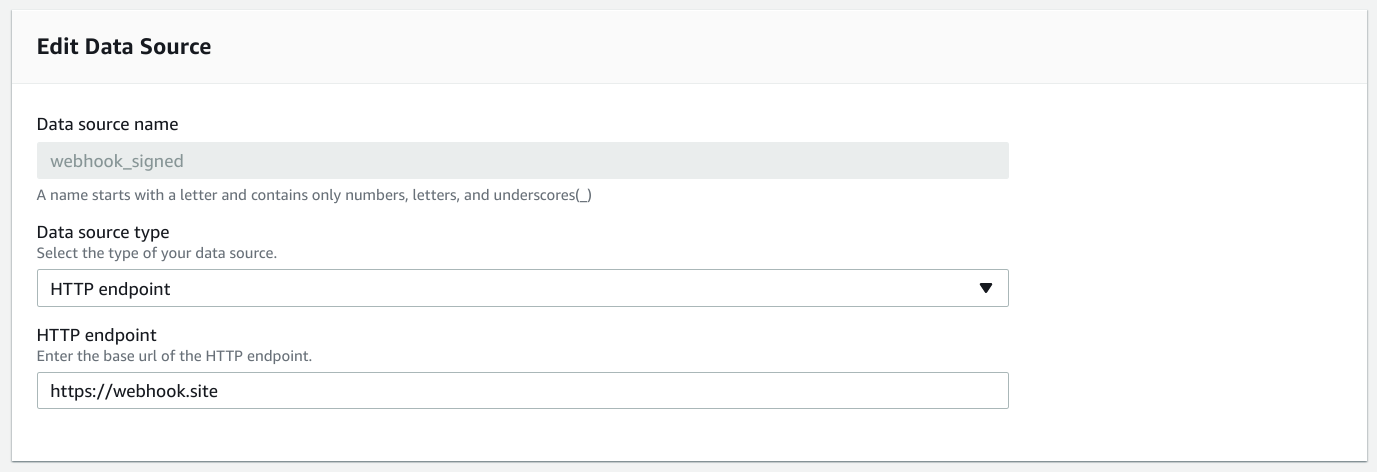 AWS-signed data source is not configurable on the Console