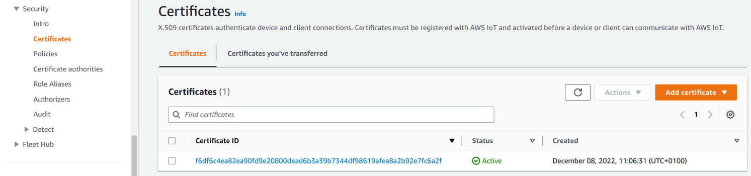 IoT certificate