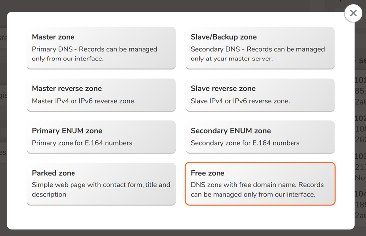 ClouDNS add free zone