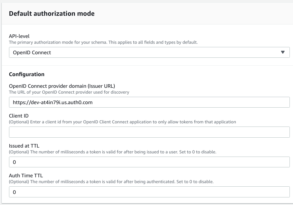 AppSync configuration