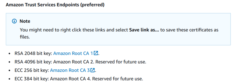 AWS Root CAs